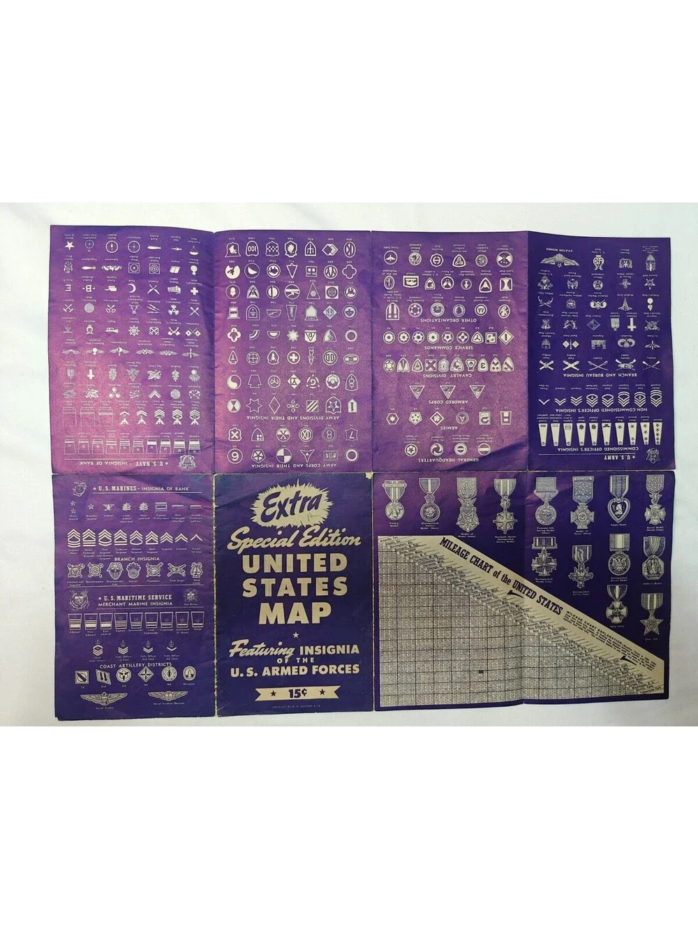1940's 1950's United States Map U.S. Armed Forces Insignia Vtg